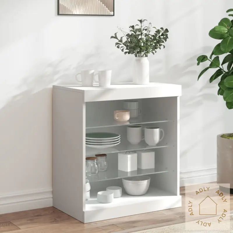 Skjenk Med Led-Lys Hvit 60,5X37X67 Cm