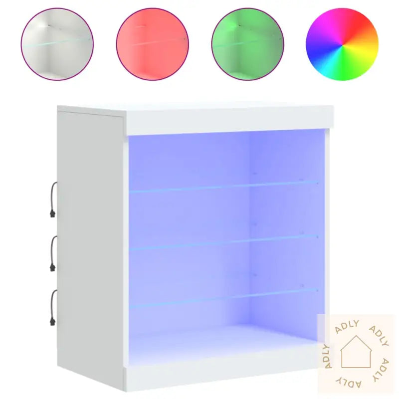 Skjenk Med Led-Lys Hvit 60,5X37X67 Cm