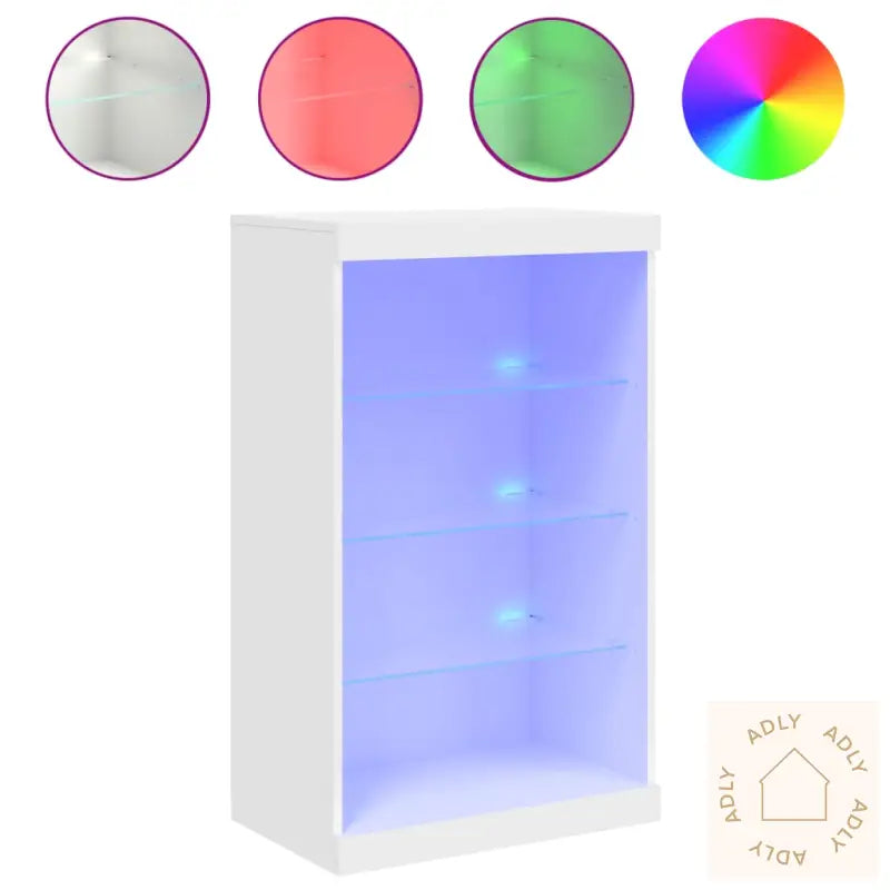 Skjenk Med Led-Lys Hvit 60,5X37X100 Cm