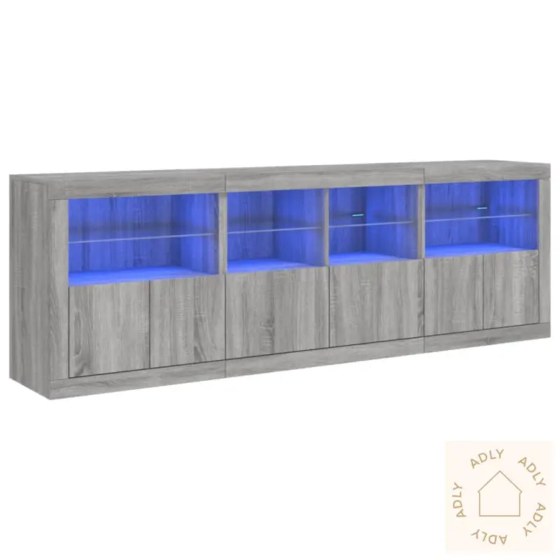 Skjenk Med Led-Lys Grå Sonoma 202X37X67 Cm