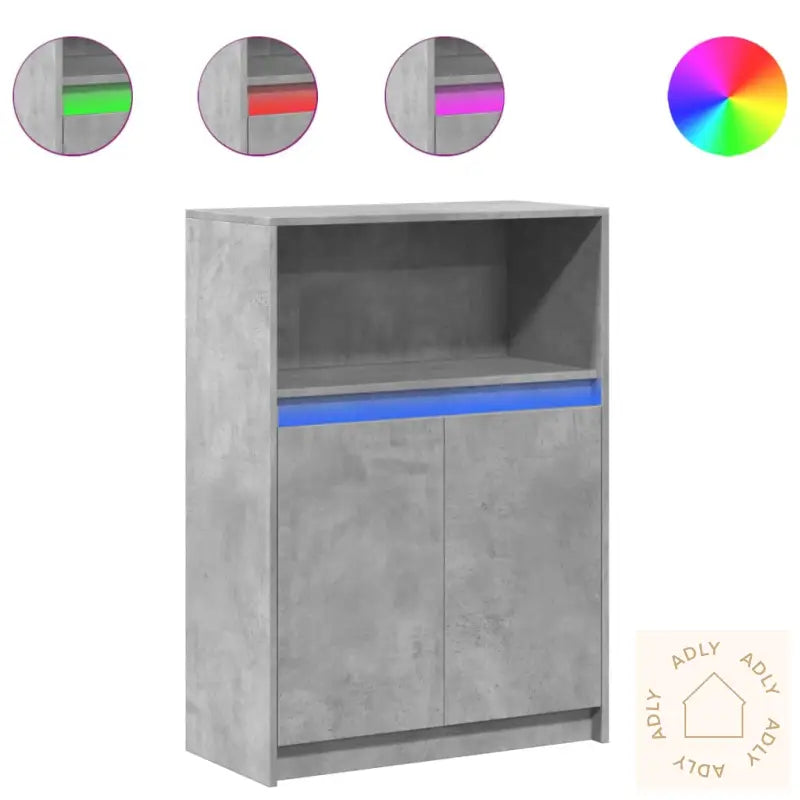 Skjenk Med Led Betonggrå 72X34X100 Cm Konstruert Tre