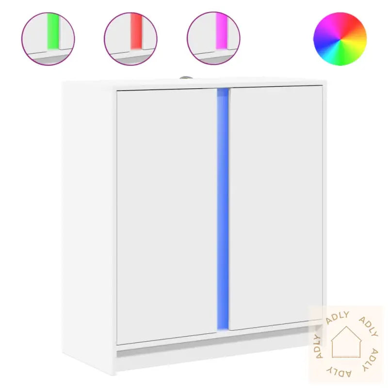 Skjenk Med Led Hvit 77X34X85 Cm Konstruert Tre