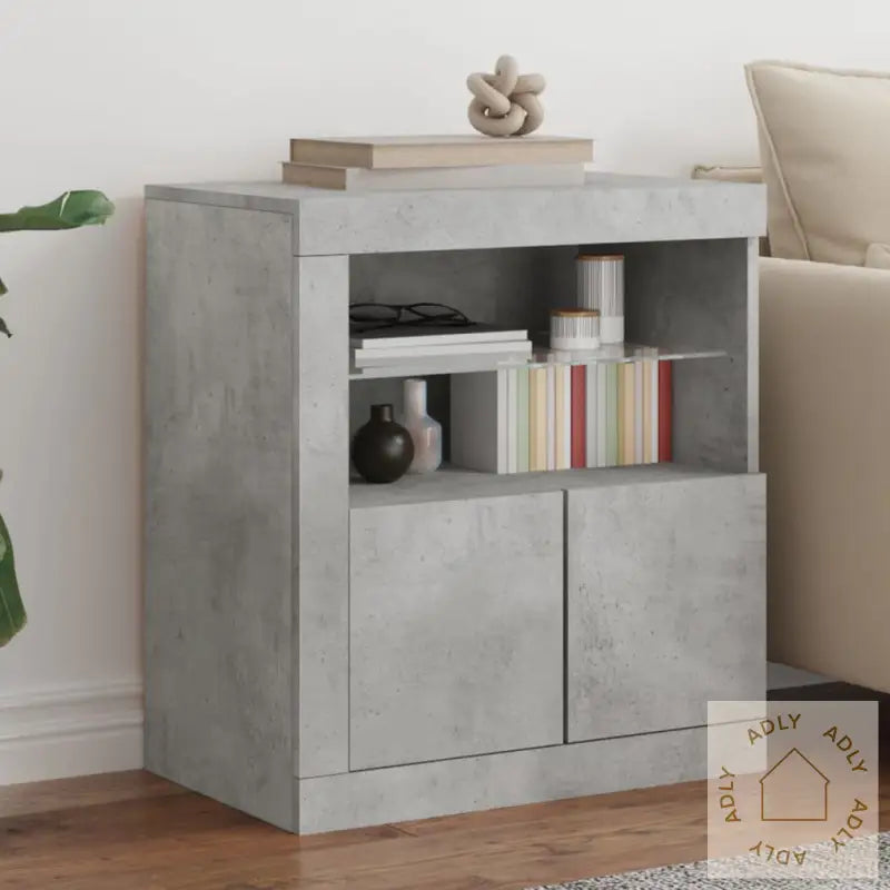 Skjenk Med Led-Lys Betonggrå 60,5X37X67 Cm