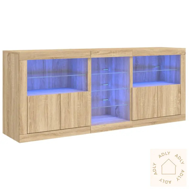 Skjenk Med Led-Lys Sonoma Eik 181,5X37X67 Cm
