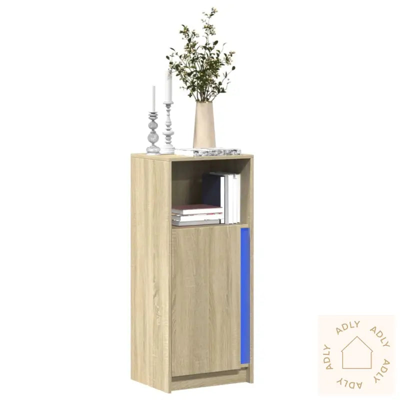 Skjenk Med Led Sonoma Eik 42,5X34X100 Cm Konstruert Tre