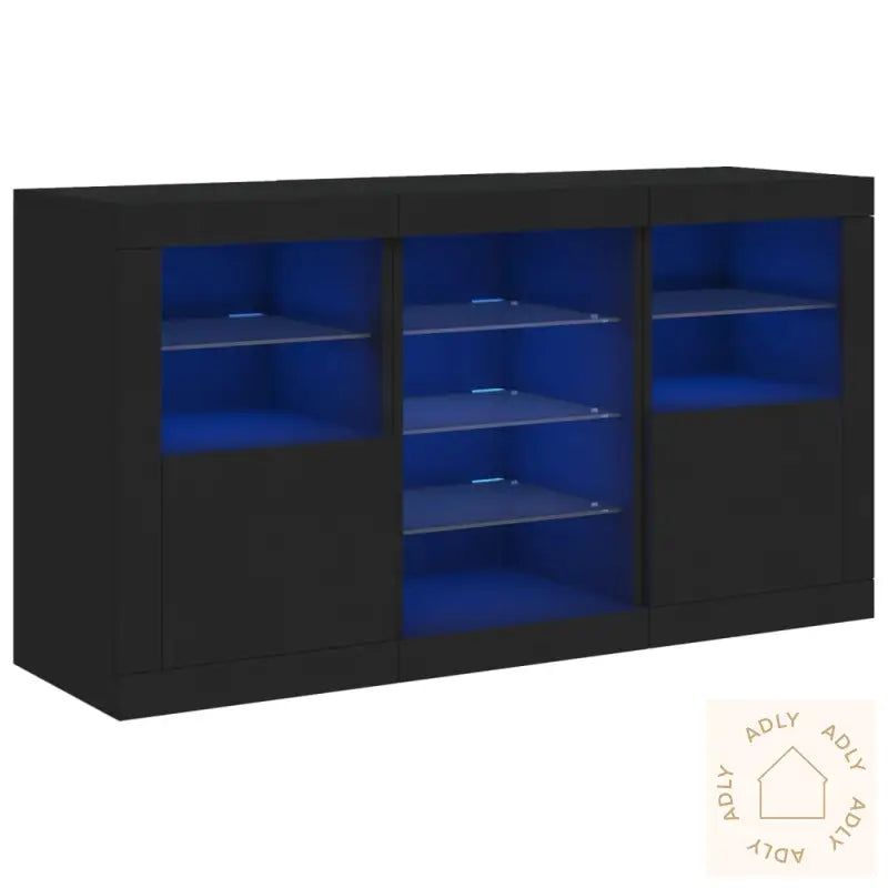 Skjenk Med Led-Lys Svart 123X37X67 Cm
