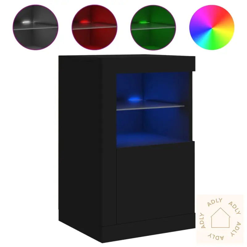 Skjenk Med Led-Lys Svart 41X37X67 Cm