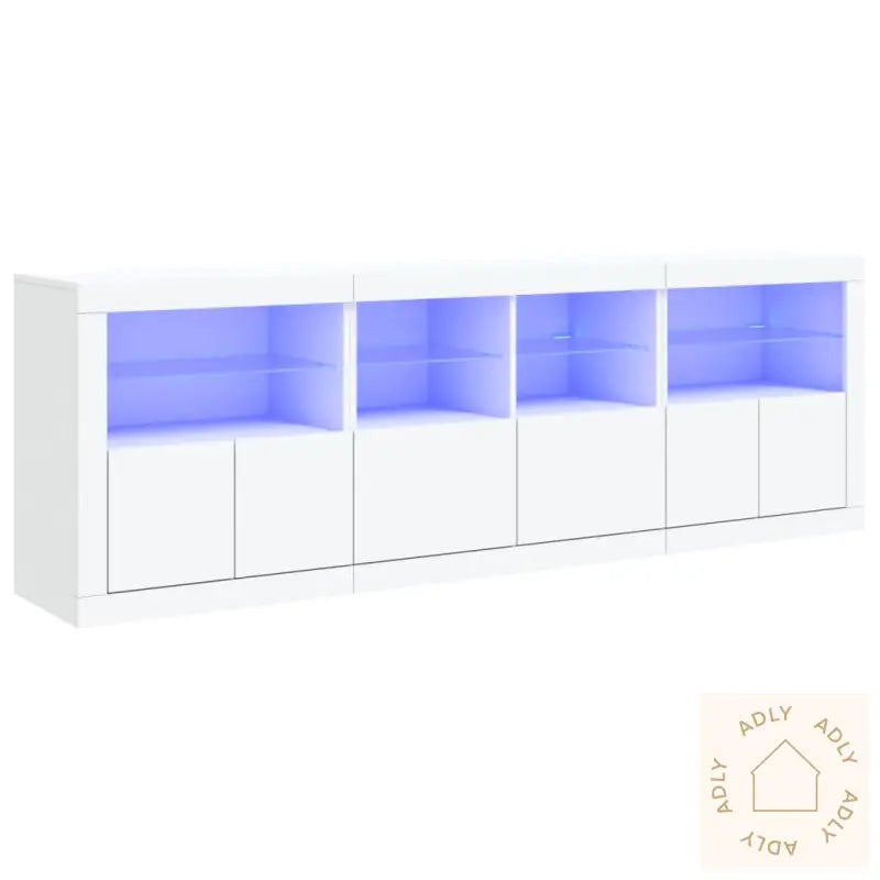 Skjenk Med Led-Lys Hvit 202X37X67 Cm