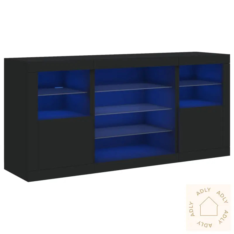 Skjenk Med Led-Lys Svart 142,5X37X67 Cm