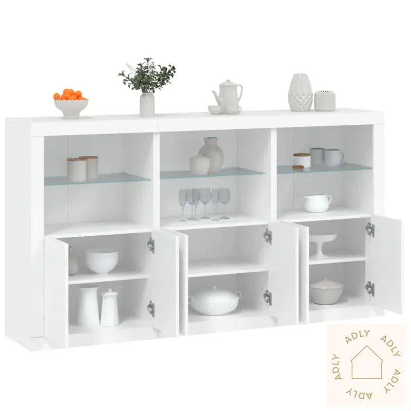 Skjenk Med Led-Lys Hvit 181,5X37X100 Cm