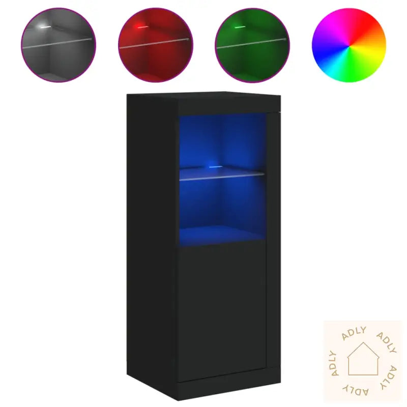 Skjenk Med Led-Lys Svart 41X37X100 Cm