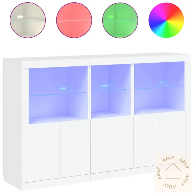 Skjenk Med Led-Lys Hvit 162X37X100 Cm
