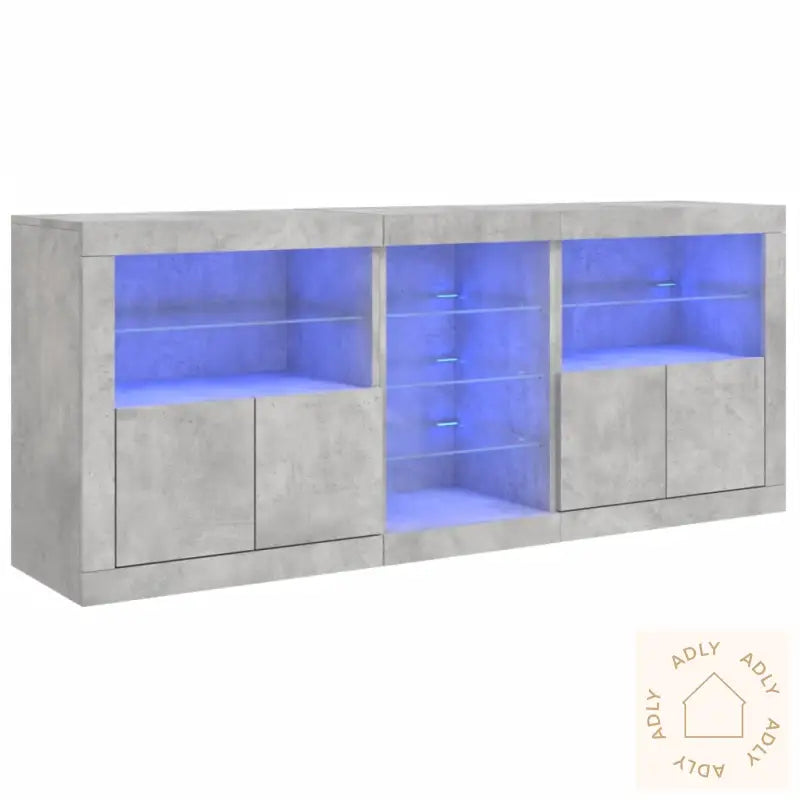 Skjenk Med Led-Lys Betonggrå 181,5X37X67 Cm