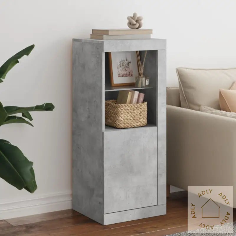 Skjenk Med Led-Lys Betonggrå 41X37X100 Cm