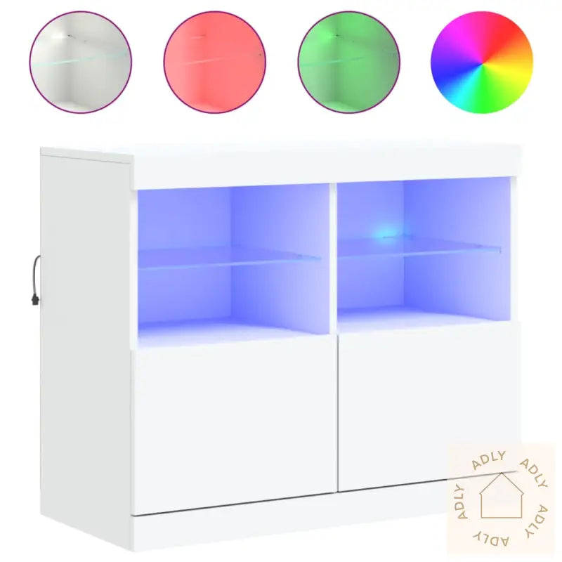 Skjenk Med Led-Lys Hvit 81X37X67 Cm