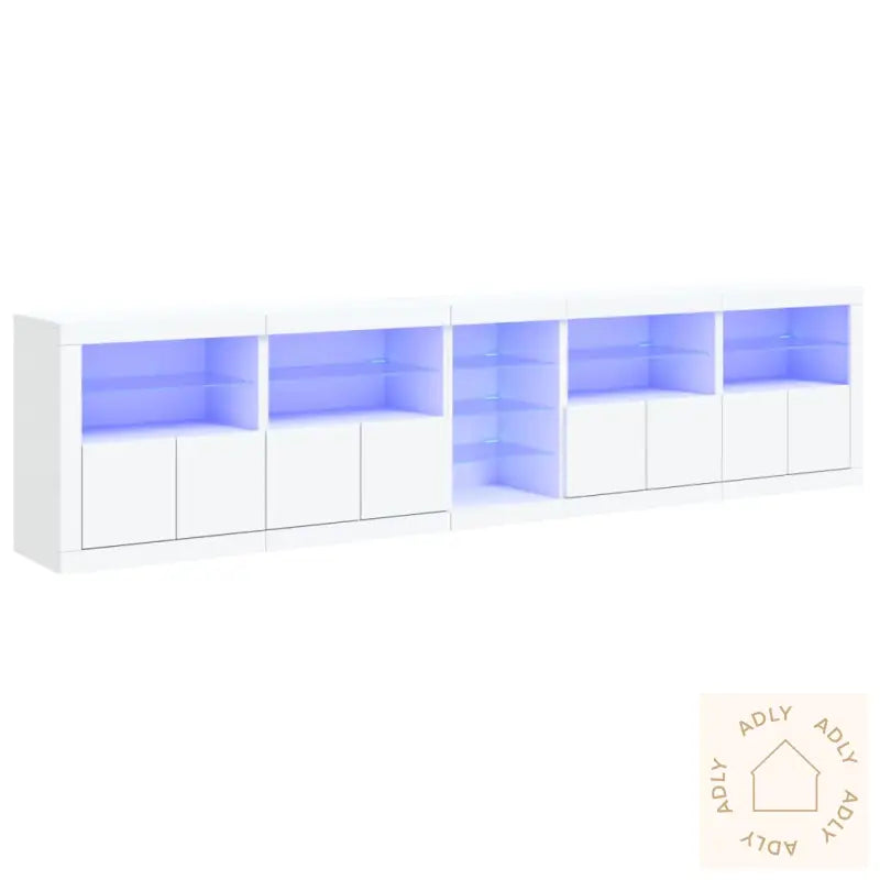 Skjenk Med Led-Lys Hvit 283X37X67 Cm