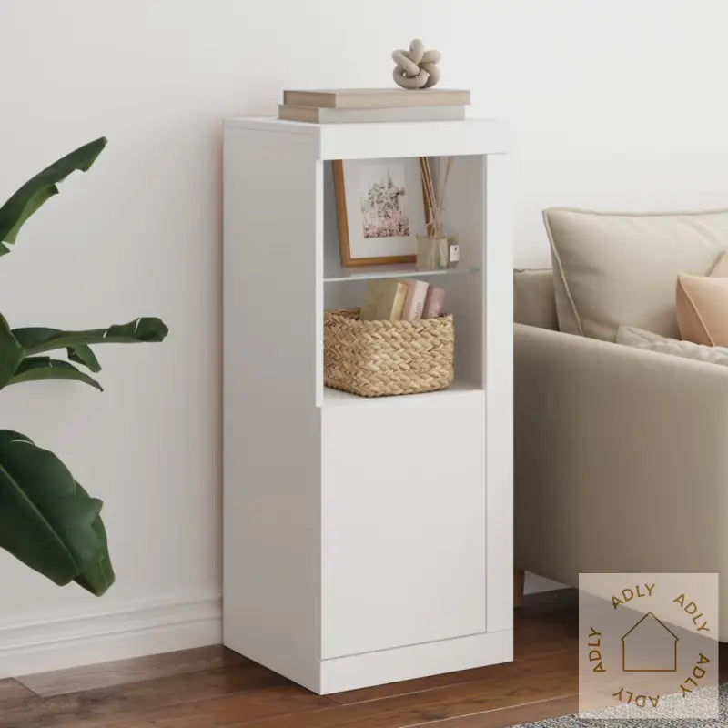 Skjenk Med Led-Lys Hvit 41X37X100 Cm