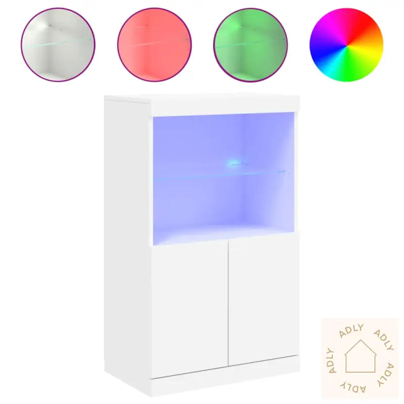 Skjenk Med Led-Lys Hvit 60,5X37X100 Cm