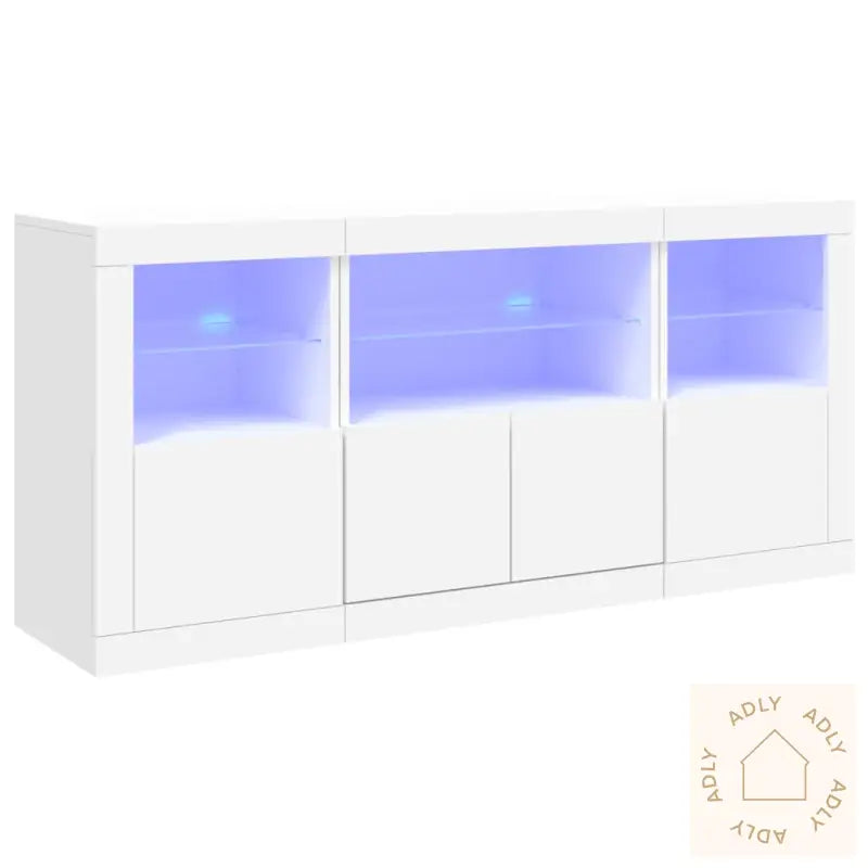 Skjenk Med Led-Lys Hvit 142,5X37X67 Cm