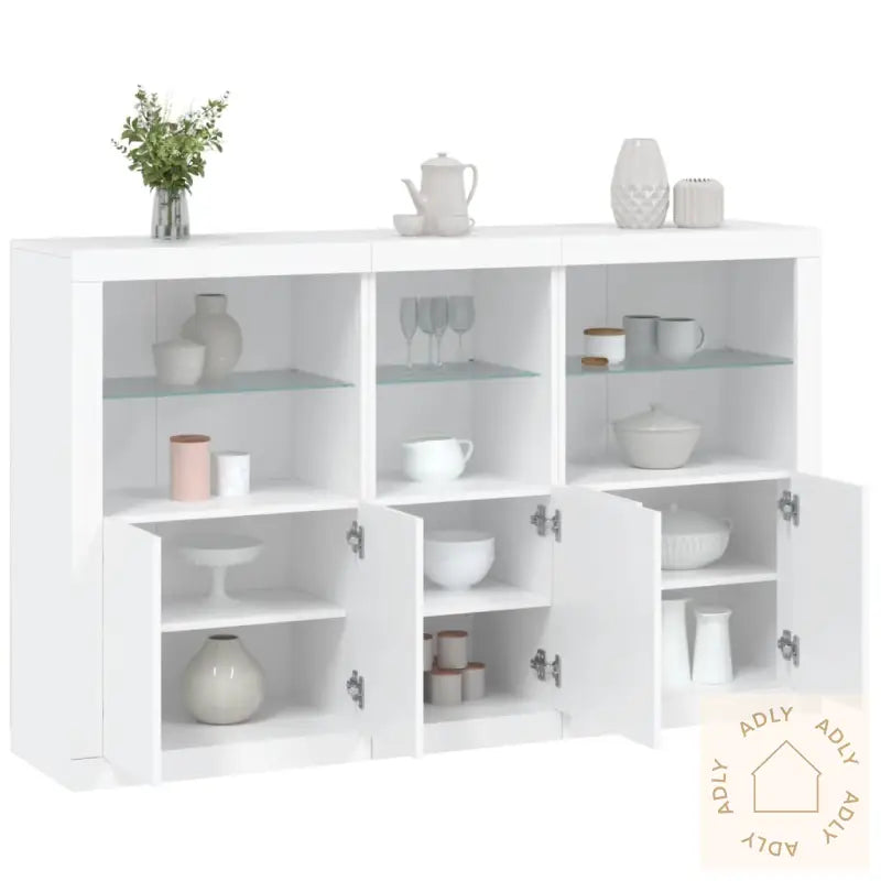 Skjenk Med Led-Lys Hvit 162X37X100 Cm