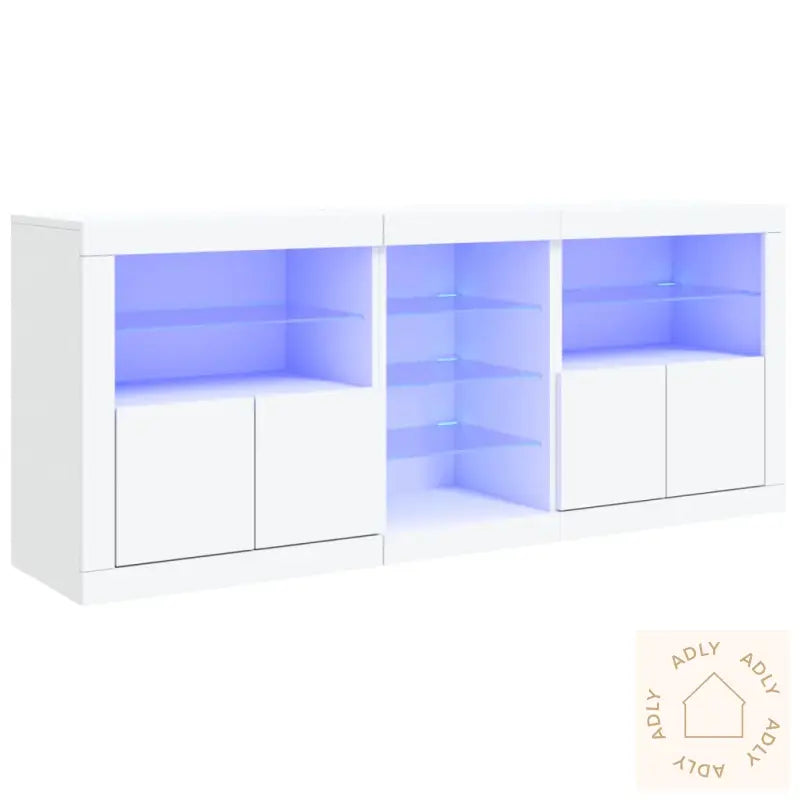 Skjenk Med Led-Lys Hvit 162X37X67 Cm