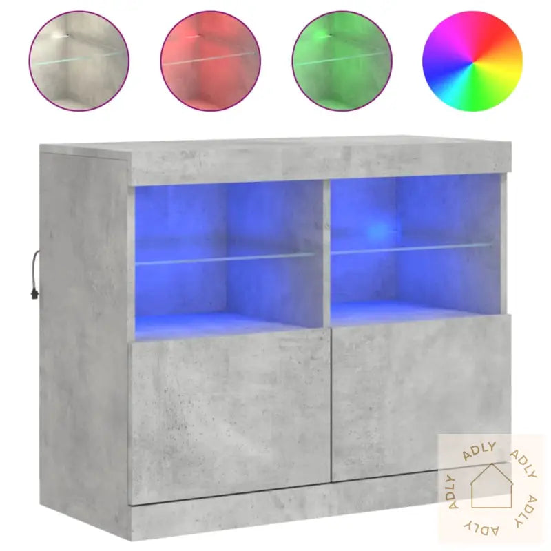 Skjenk Med Led-Lys Betonggrå 81X37X67 Cm