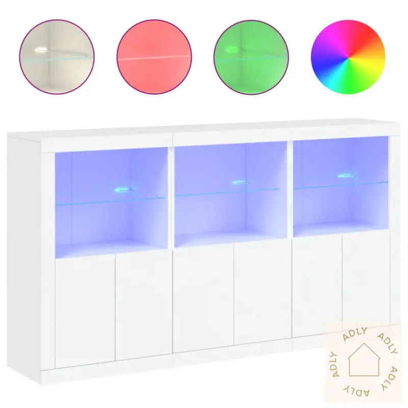 Skjenk Med Led-Lys Hvit 181,5X37X100 Cm