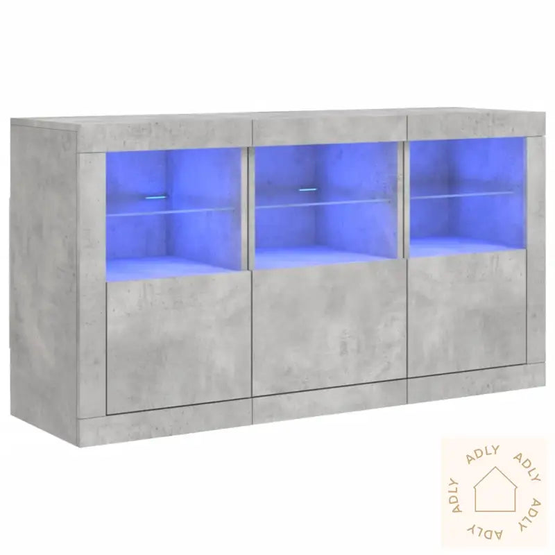 Skjenk Med Led-Lys Betonggrå 123X37X67 Cm