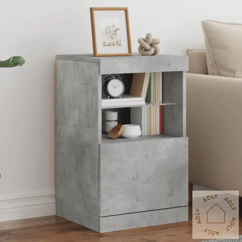 Skjenk Med Led-Lys Betonggrå 41X37X67 Cm