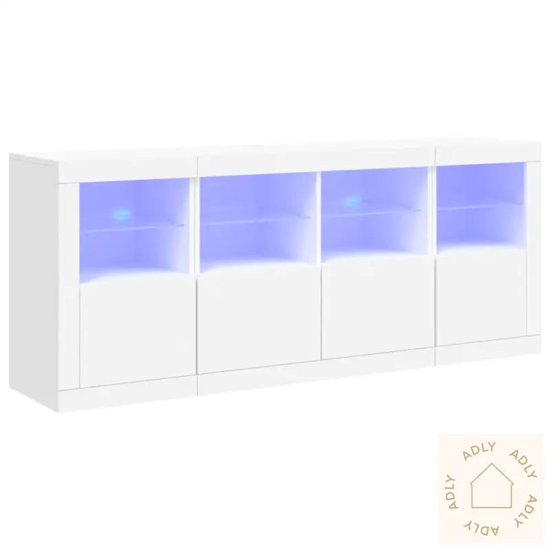 Skjenk Med Led-Lys Hvit 163X37X67 Cm