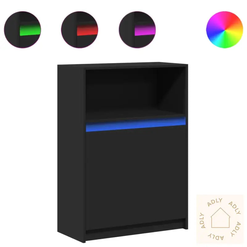 Skjenk Med Led Svart 72X34X100 Cm Konstruert Tre