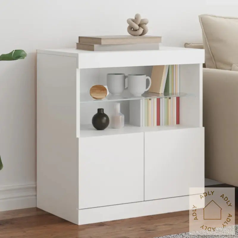 Skjenk Med Led-Lys Hvit 60X37X67 Cm