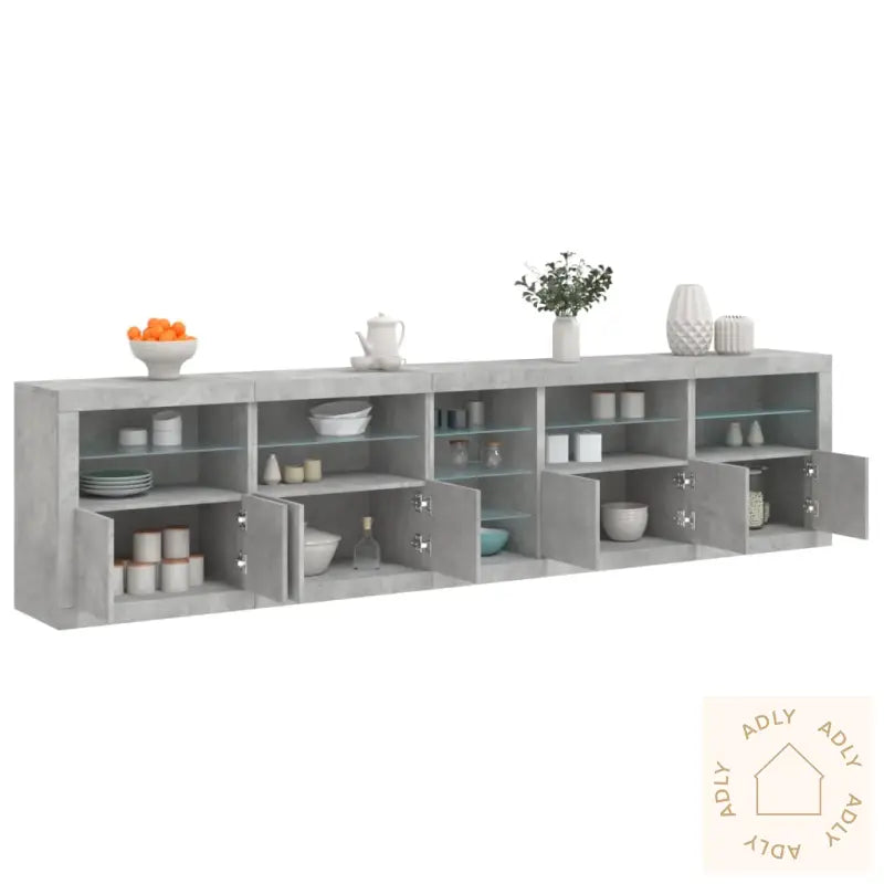 Skjenk Med Led-Lys Betonggrå 283X37X67 Cm