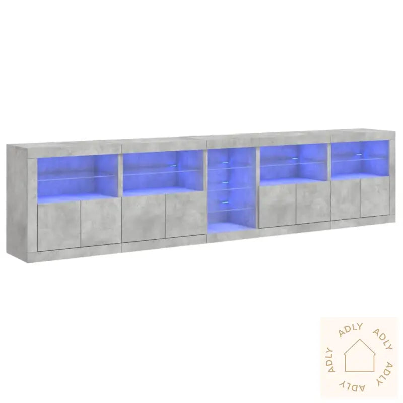 Skjenk Med Led-Lys Betonggrå 283X37X67 Cm