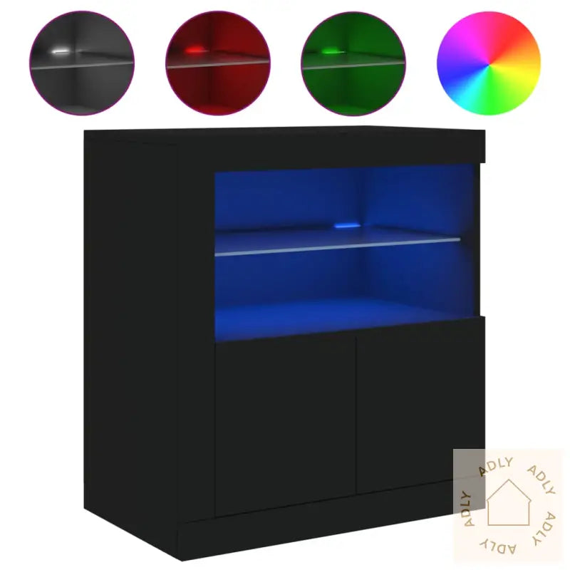 Skjenk Med Led-Lys Svart 60,5X37X67 Cm