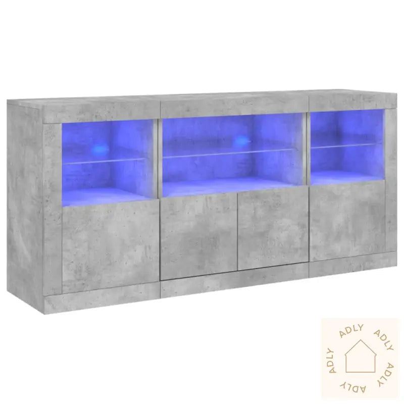 Skjenk Med Led-Lys Betonggrå 142,5X37X67 Cm