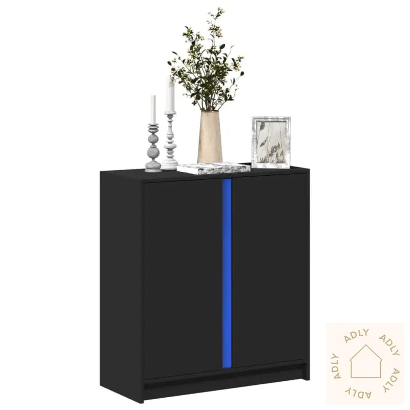 Skjenk Med Led Svart 77X34X85 Cm Konstruert Tre