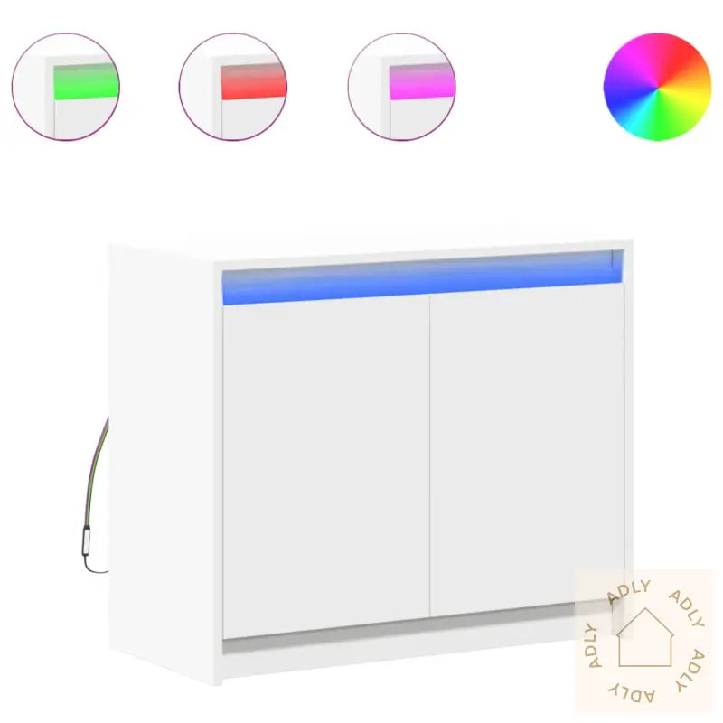 Skjenk Med Led Hvit 72X34X61 Cm Konstruert Tre