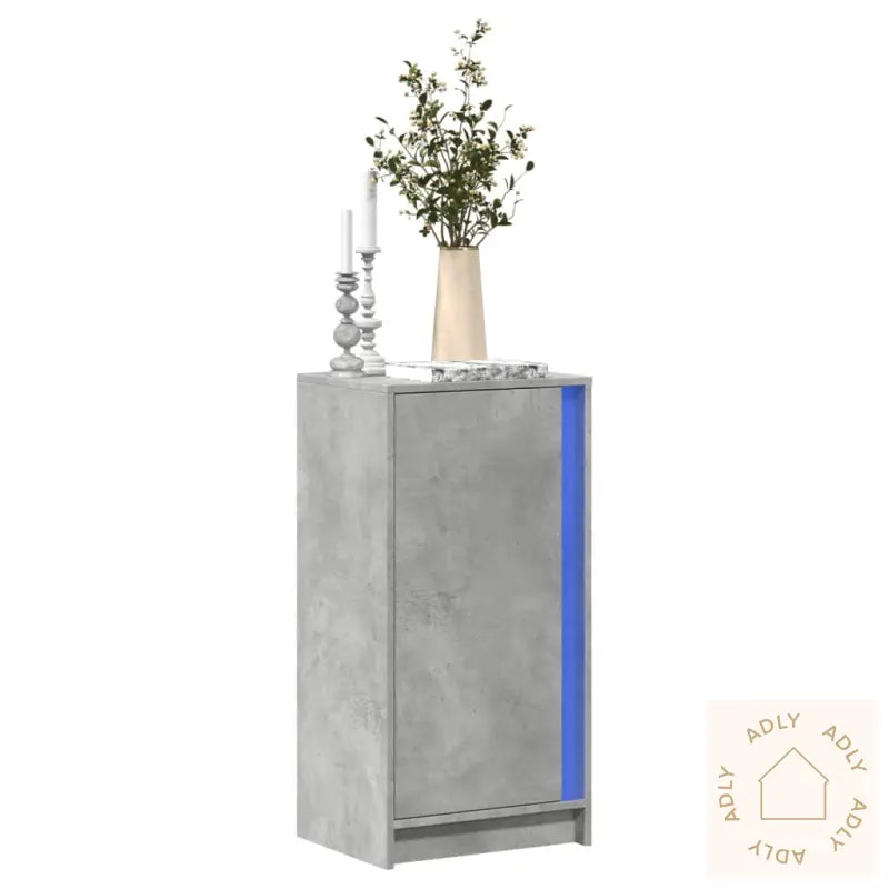 Skjenk Med Led Betonggrå 42,5X34X85 Cm Konstruert Tre