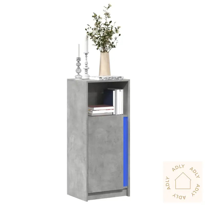 Skjenk Med Led Betonggrå 42,5X34X100 Cm Konstruert Tre