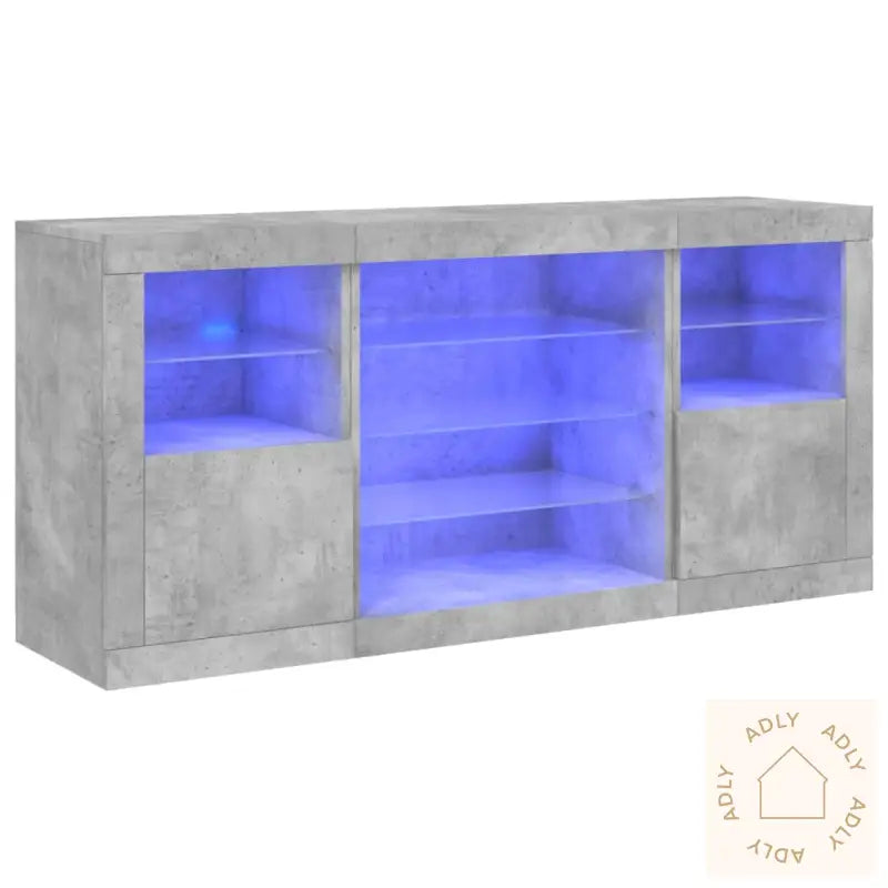 Skjenk Med Led-Lys Betonggrå 142,5X37X67 Cm