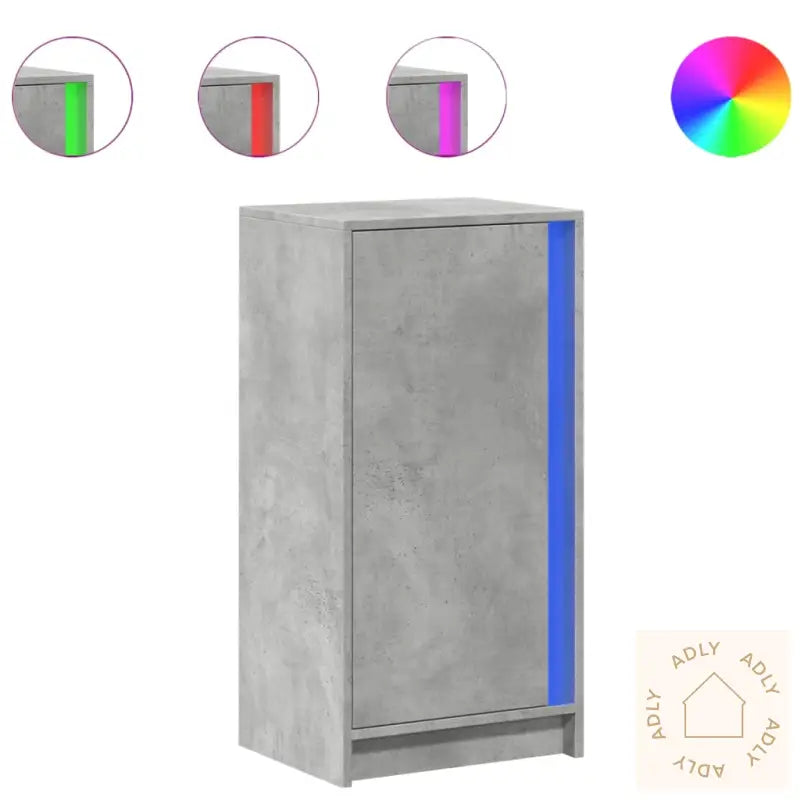 Skjenk Med Led Betonggrå 42,5X34X85 Cm Konstruert Tre