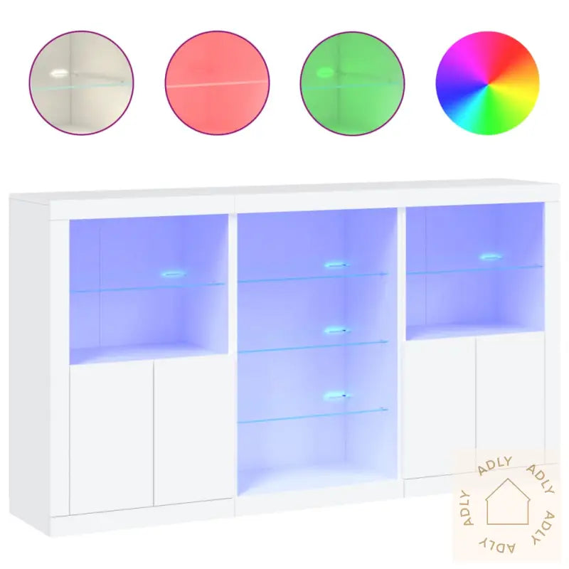 Skjenk Med Led-Lys Hvit 181,5X37X100 Cm