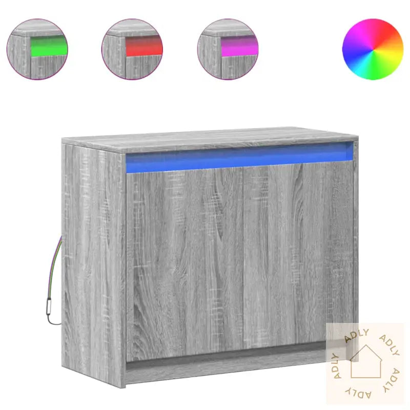 Skjenk Med Led Grå Sonoma 72X34X61 Cm Konstruert Tre
