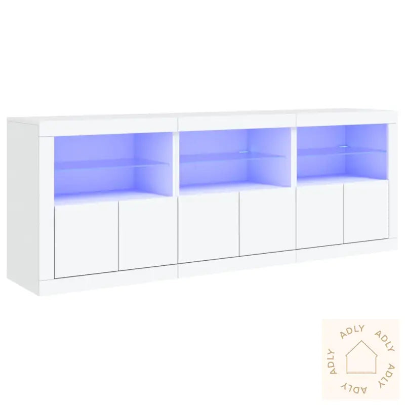 Skjenk Med Led-Lys Hvit 181,5X37X67 Cm