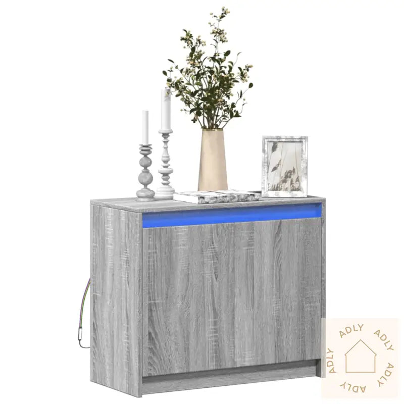 Skjenk Med Led Grå Sonoma 72X34X61 Cm Konstruert Tre