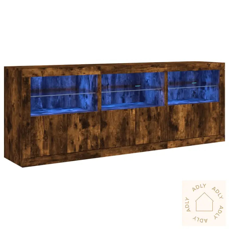 Skjenk Med Led-Lys Røkt Eik 181,5X37X67 Cm