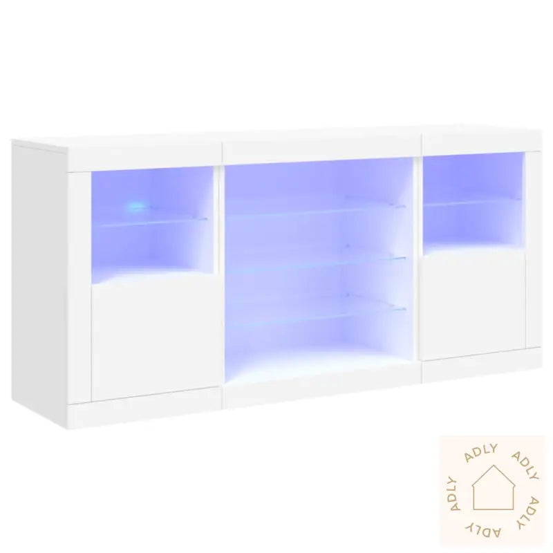 Skjenk Med Led-Lys Hvit 142,5X37X67 Cm