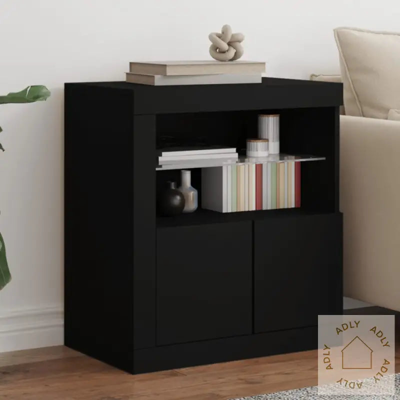 Skjenk Med Led-Lys Svart 60,5X37X67 Cm