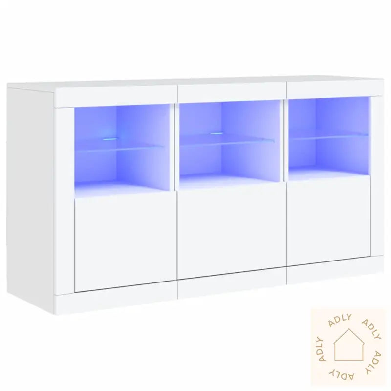 Skjenk Med Led-Lys Hvit 123X37X67 Cm